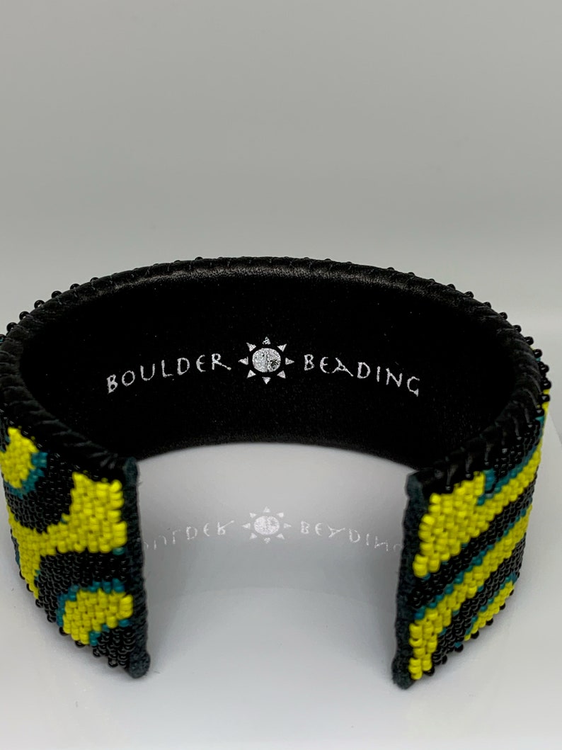 Beaded Leather Cuff Bracelet Beaded Cuff Bracelet Cuff Peyote Beaded Bracelet Bracelet Glass Bead and Leather Cuff