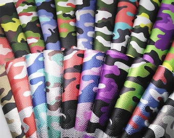 Camouflage Print Faux Leather Fabric, Embossed Vinyl for DIY Crafts (11.8 x 54 inch)