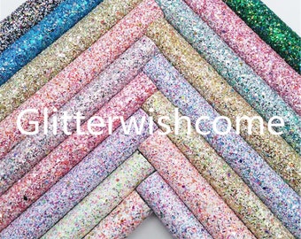 Chunky Glitter Leather Fabric Sheets, DIY Accessories (A4 Size)