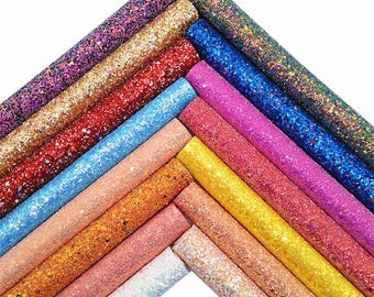 Chunky Glitter Fabric Sheets: Mixed Colors, DIY Bow Supplies (A4 Size)