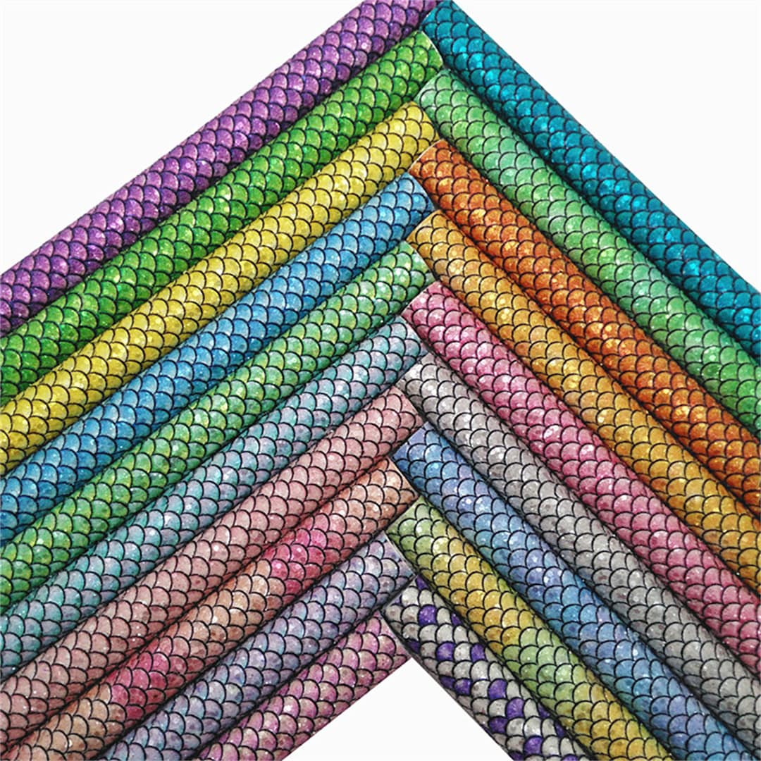 Mermaid Chunky Glitter Faux Leather Sheets: DIY Craft Fabric (8.2"x11.4 ...