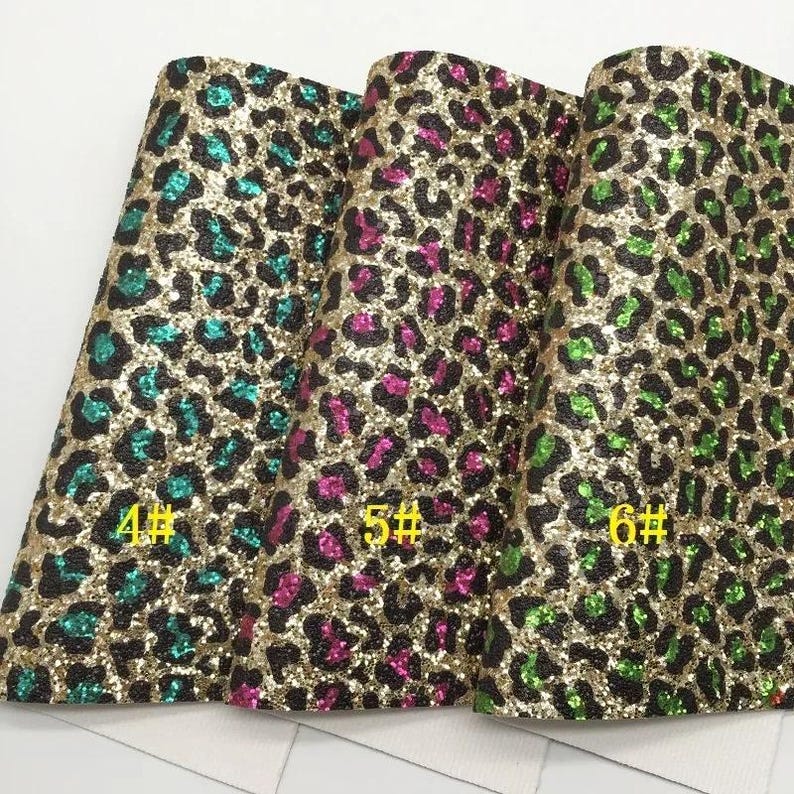 Gold Leopard Glitter Faux Leather Sheets: DIY Bow Fabric (A4 Size ...