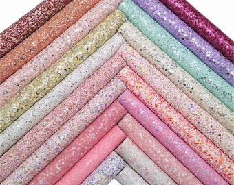 Chunky Glitter Fabric: A4 Mixed Colors Vinyl Leather Sheets for DIY Bows