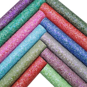 Purple Light Iridescent Chunky Glitter Leather Sheets Felt Backing Faux Leather Vinyl Fabric For DIY Bows Earrings (8.2&quot;x11.4&quot;) GM3280B