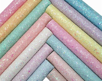 Pastel Colors Snowmen Winter Chunky Glitter Leather Sheets Felt Backing Faux Leather Vinyl Fabric For DIY Bows Earrings (8.2"x11.4") GM5076B