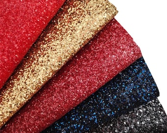 A4 Glitter Faux Leather Sheets: Chunky Glitter Vinyl Fabric for DIY Bows