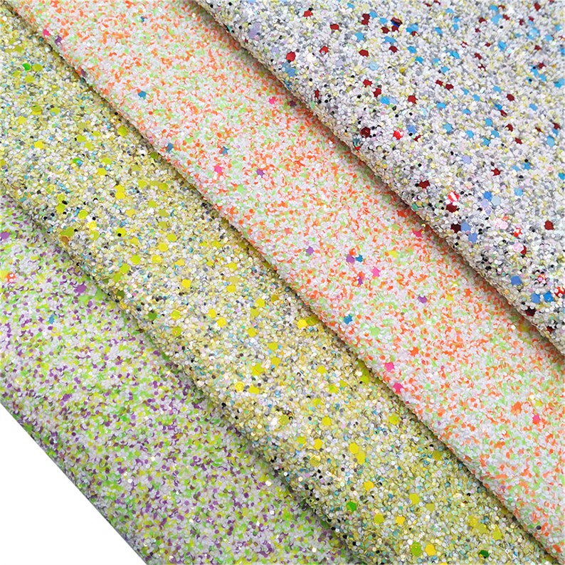 Mixed Colors Chunky Glitter Fabric Sheets: A4 DIY Bow Material - Etsy