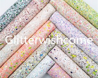 Chunky Glitter Leather Fabric Sheet, DIY Accessories (A4 Size)