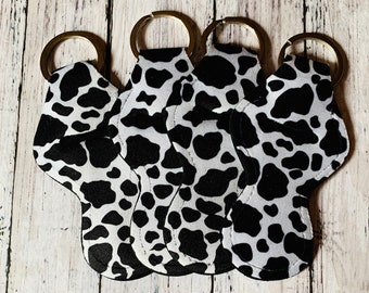 cowhide farmhouse style Print keychains Cheetah print Chapstick holder keychains