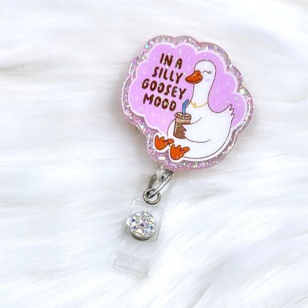 En un estado de ánimo tonto, carrete de insignia de ganso tonto, carrete de insignia divertido, carrete de insignia de enfermera, carrete de insignia, carrete de insignia de ganso, regalo de enfermera, carrete de insignia de identificación