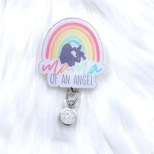 Glass Angel Clip-on Badge Reel or Phone Charm , Glass Bead Charm