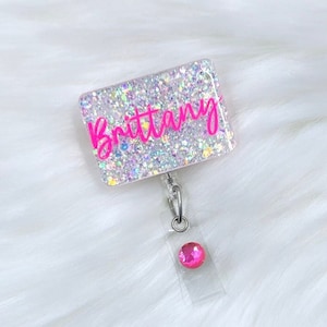 personalized badge reel, custom badge reel, name badge reel, badge reel, glitter badge reel, retractable badge reel, nurse ID badge