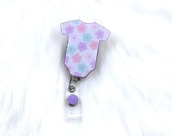 flower badge reel, baby badge holder, labor and delivery, L&D badge reel, NICU badge reel, badge reel, ID badge holder, L and D nurse badge