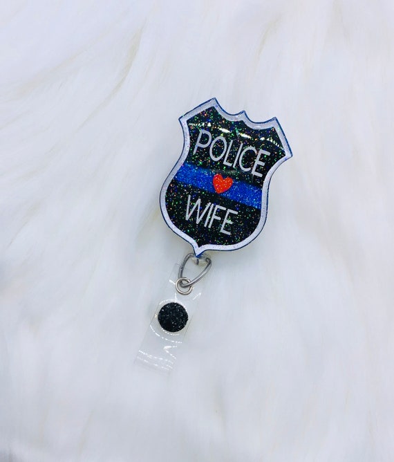 Police Wife Badge Reel, Thin Blue Line, Police Wife Gift, Nurse