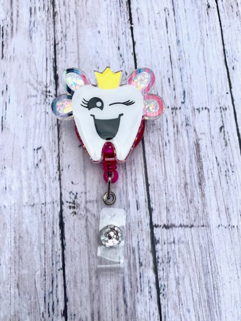 Tooth badge reel dental hygienist badge cute badge reel id Etsy
