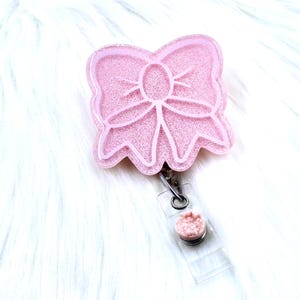 coquette bow badge reel, bow badge holder, badge reel, girly badge reel, ID badge holder, retractable reel, pink badge reel, nurse ID badge
