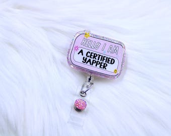 Carrete de credencial Yapper, carrete de credencial divertido, credencial de enfermera, soporte para credencial, clip para credencial de identificación, soporte para credencial de identificación, regalo para enfermera, carrete de credencial de enfermera, carrete de credencial de enfermera divertido