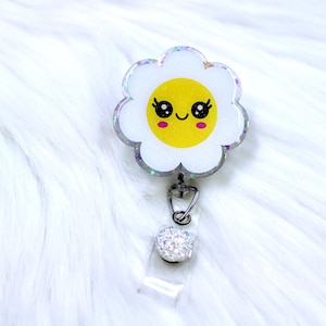 daisy badge reel, flower ID badge reel, smile badge reel, daisy badge holder, badge clip, summer badge reel, nurse badge reel, baby badge