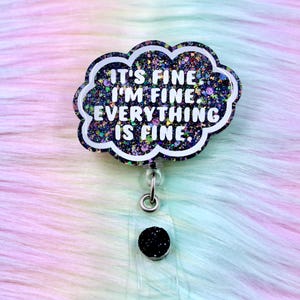 certified black cloud badge reel, nurse humor, badge reel, black cloud badge reel, everything is fine badge reel, er nurse, coworker gift