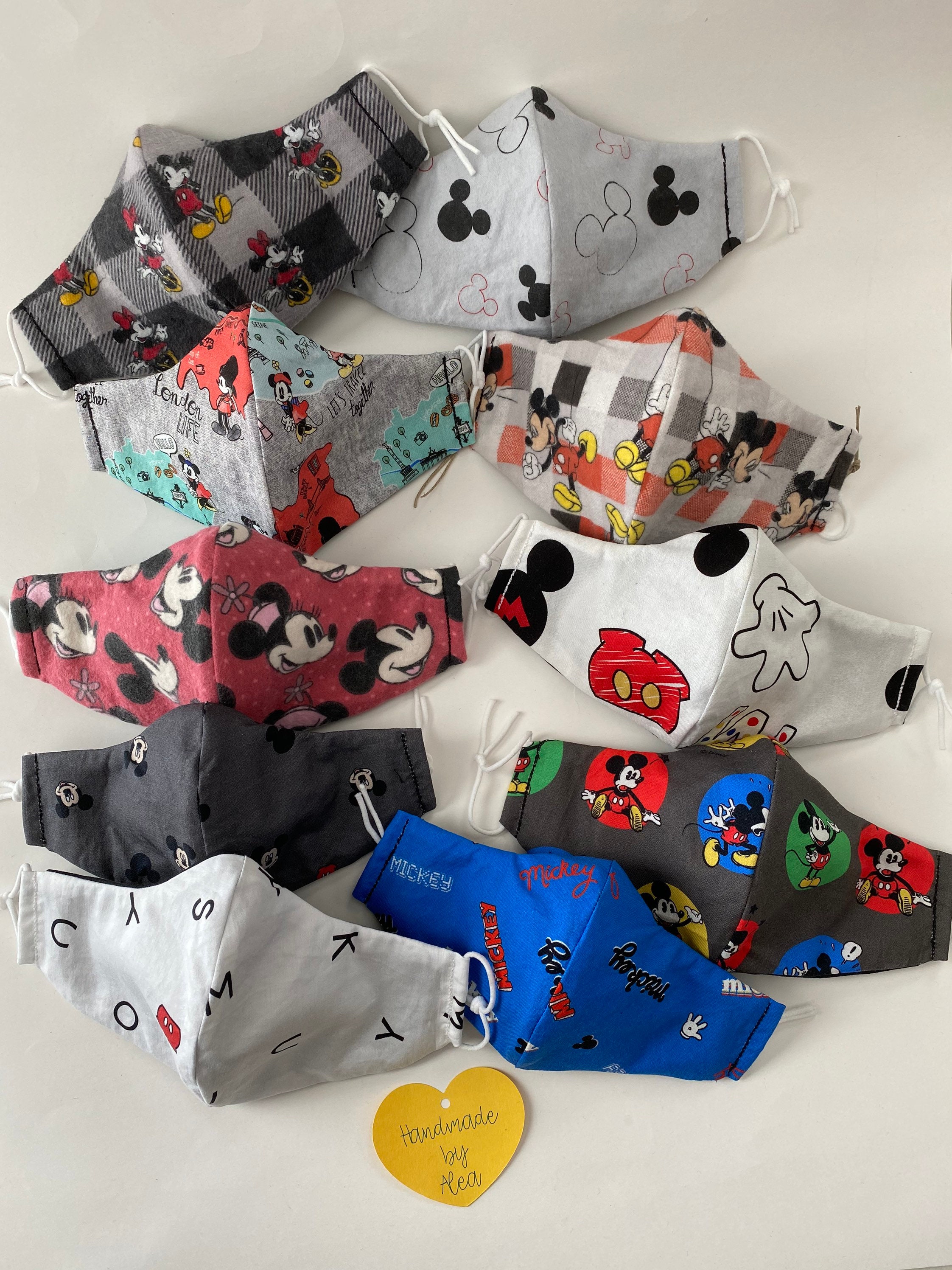 Disney Mickey  and Minnie Mouse Face Mask - Three-Layer Washable and …