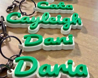Personalized 3D Printed Name Keychain for Kids Backpacks & Bags