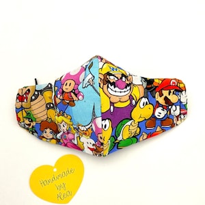 Super Mario World Three-Layer Face Mask with Filter Pocket - 100% Cotton - Multiple Sizes Available