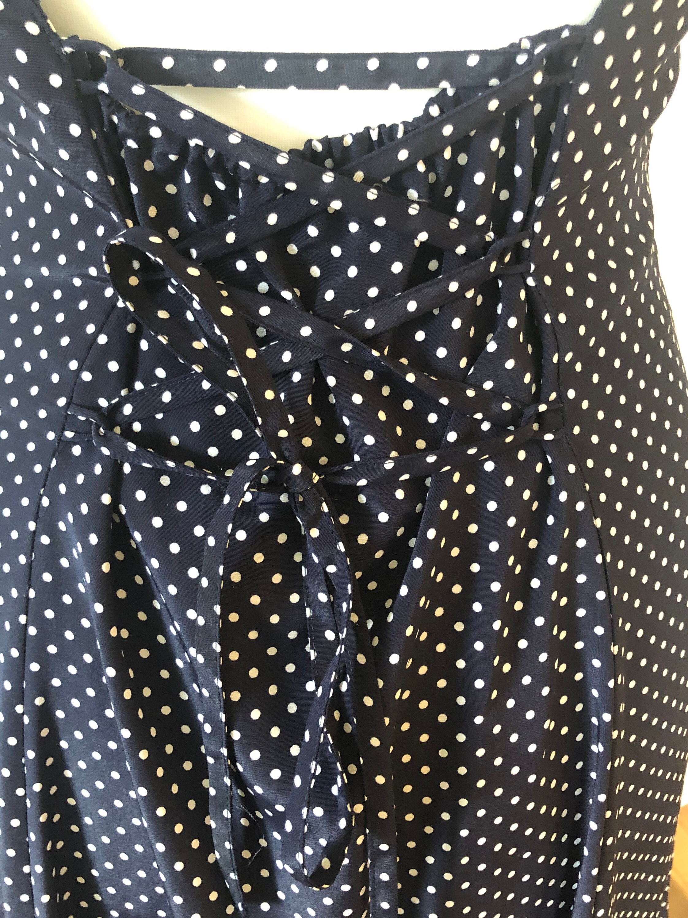 Navy and White Pretty Polka Dot Vintage Dress - Etsy UK