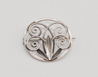 Eiler & Marløe (1920-1967) Vintage Danish Floral 925 Sterling Silver Brooch.