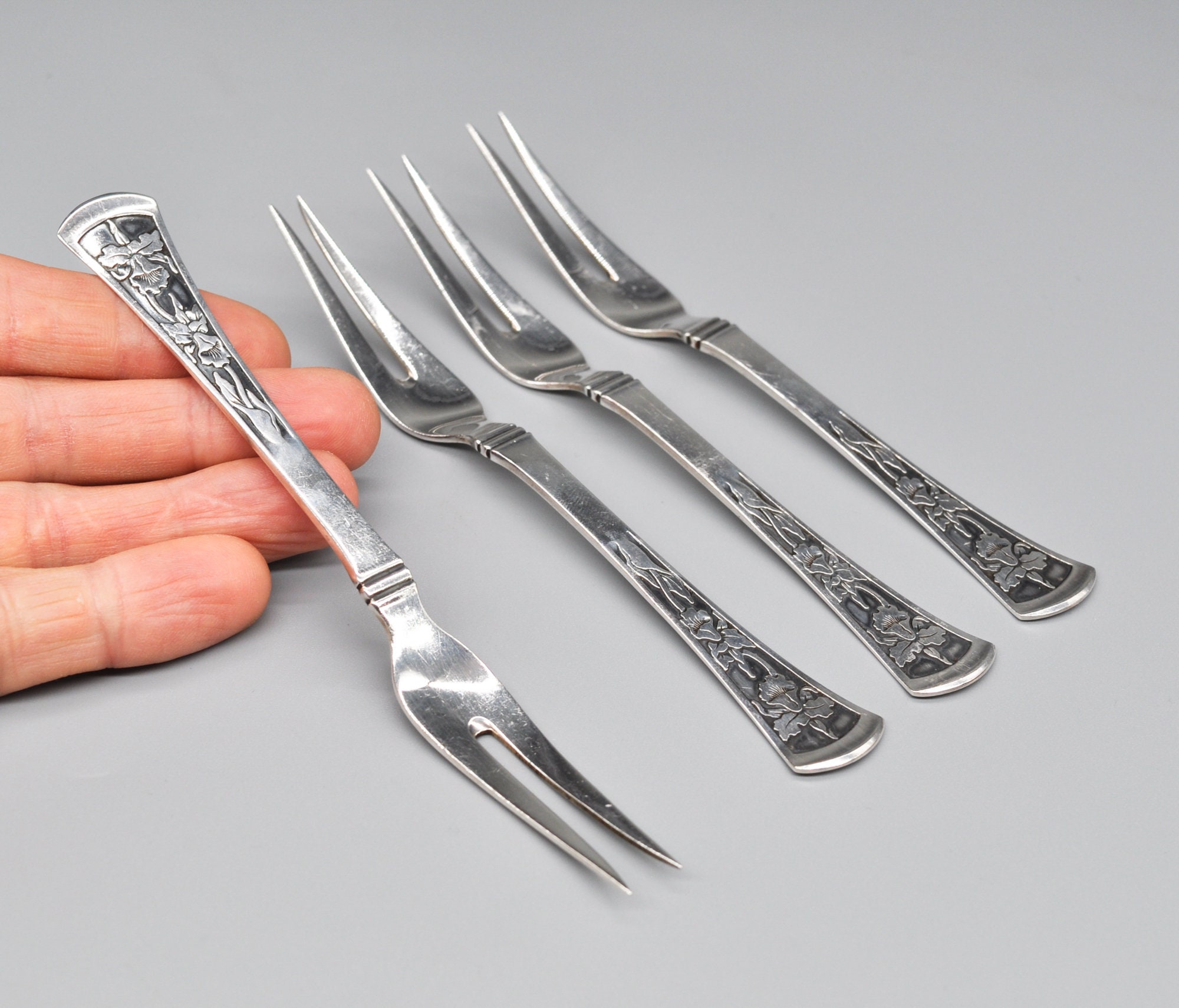 Johannes Siggaard Vintage 1950 Danish Sterling Silver Lemon Forks