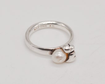 Hans Henrik Nygaard Danish 925 Sterling Silver Spinning Ring with Pearl Accent. Size: 15.5 mm US 5.5