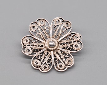 1950年代のスターリングシルバーとホワイトエナメルのフィリグリー