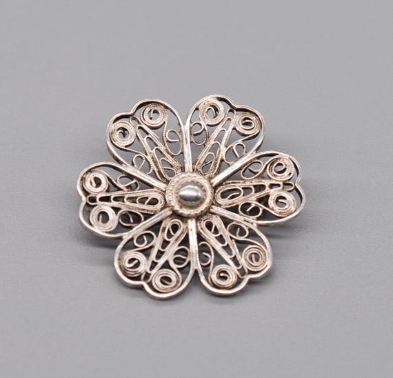 Lot De 4 Broches/pendentifs Filigrane En Argent Massif Ancien - Vintage Et Unique
