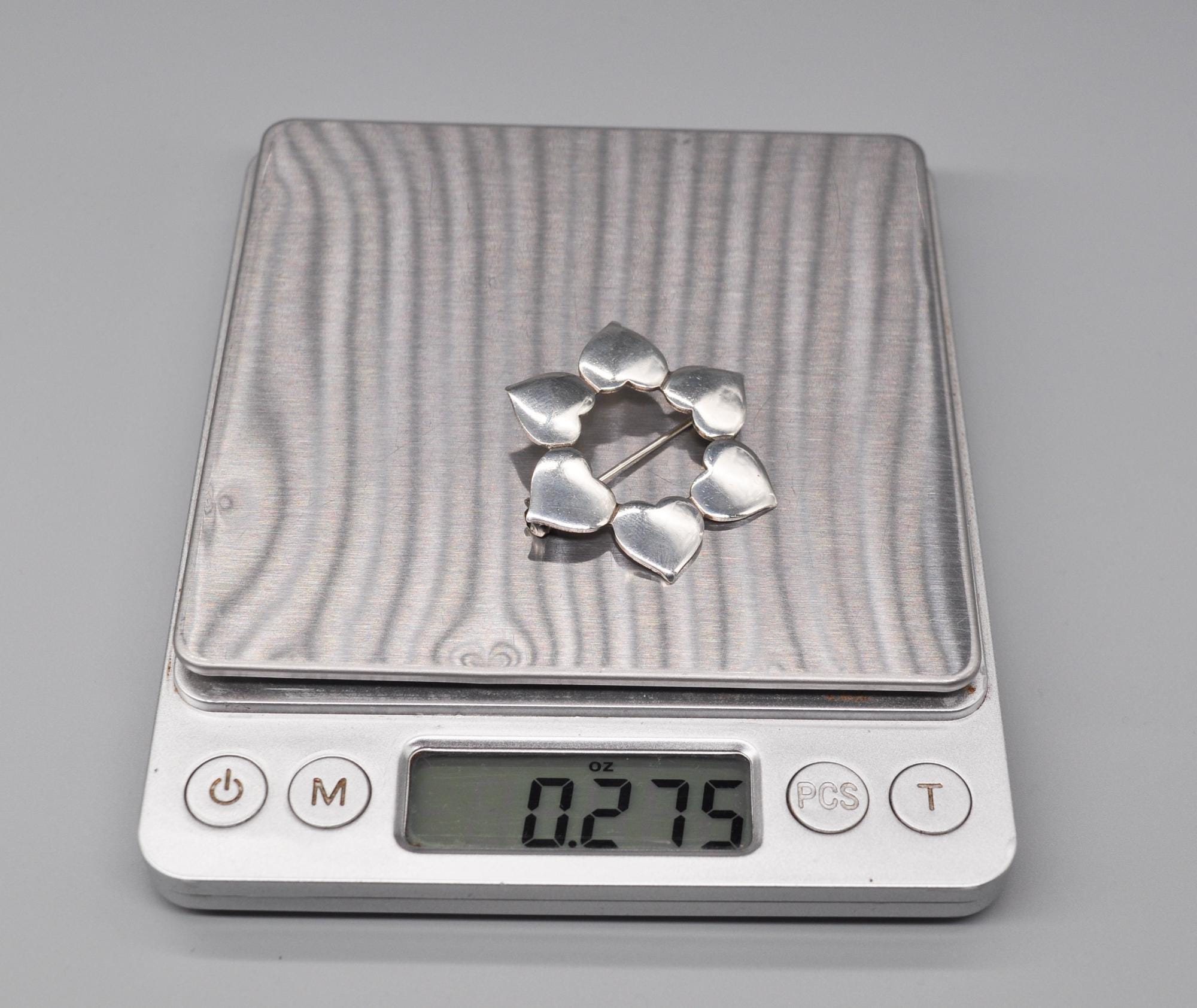 HANS HANSEN Danish 925 Sterling Silver Heart Brooch. Karl Gustav
