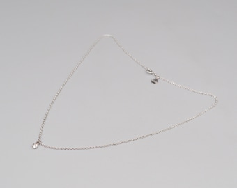 XENOX German Rhodium Plated 925 Sterling Silver Necklace with Tiny Pendant. Length 42 cm / 16.5 inch