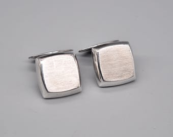 Boutons De Manchette Vintage Argent 835 - Style Années 70 Moderniste - Pour Homme