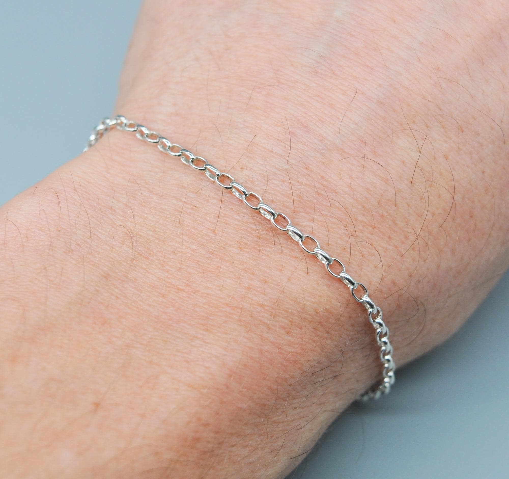 Buy Vintage 925 Sterling Silver Anchor Chain Bracelet. Length 19