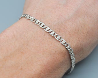 【最終値下げ】イタリア製　Vintage Silver Bracelet 925 925 Italy Sterling Silver Figaro Chain Link Bracelet 8