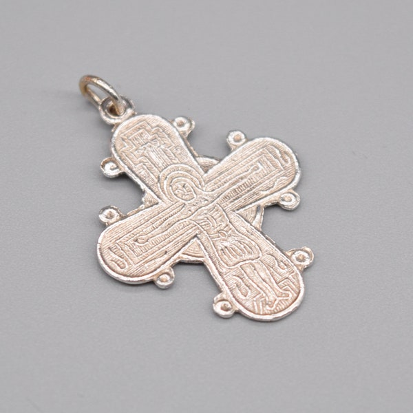 Vintage Scandinavian Silver Plated Metal Dagmar Cross, Crucifix, Religious Necklace Pendant.