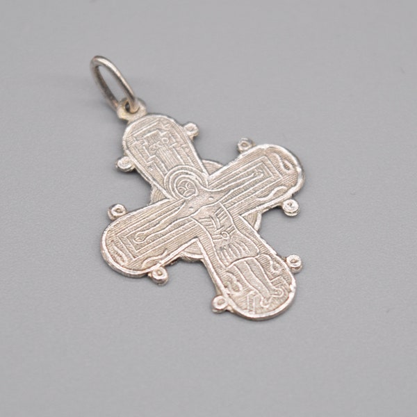 Vintage Danish Solid Silver Dagmar Cross, Religious Necklace Pendant, Crucifix.