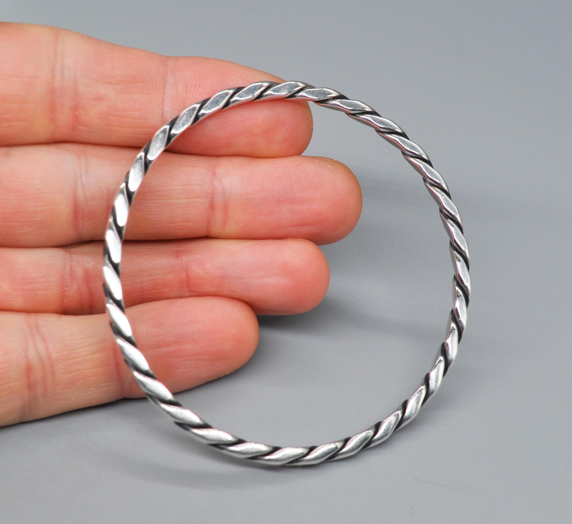 アクセサリー Vintage Silver Twist Bar Bangle 925 Vintage Twisted Sterling Silver Bangle Bracelet // Simple