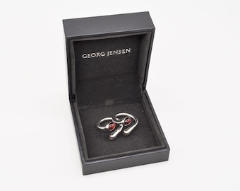GEORG JENSEN 263 Vintage Danish Modernist 925 Sterling Silver Garnet and Rose Quartz Carnival Ring. Size: 15 mm US 5.