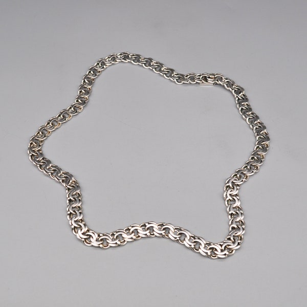 Vintage 830 Silver Bismarck Chain Necklace. Length 47 cm / 18.5 inch