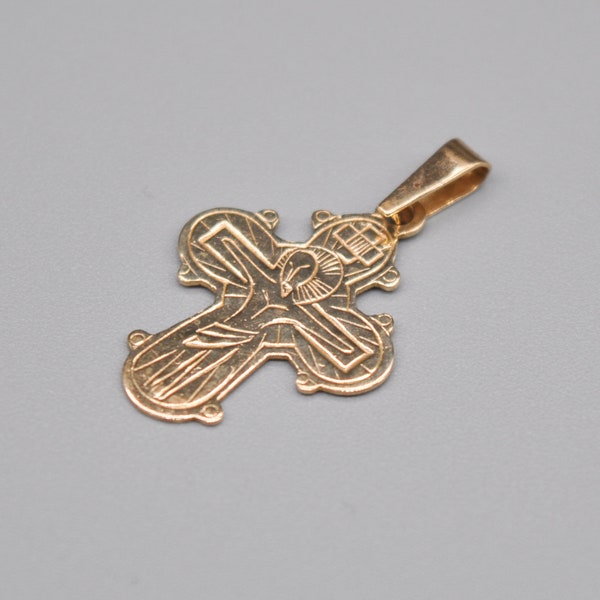 HERMANN SIERSBOL Vintage Danish 8K (333) Gold Dagmar Cross, Religious Necklace Pendant.