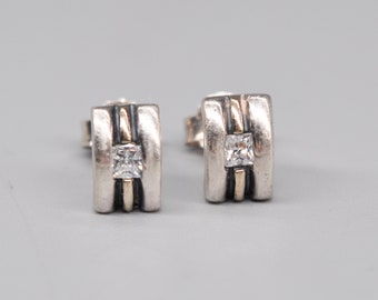 JENS AAGAARD Danish 925 Sterling Silver Stud Earrings with Solid Gold Accent.