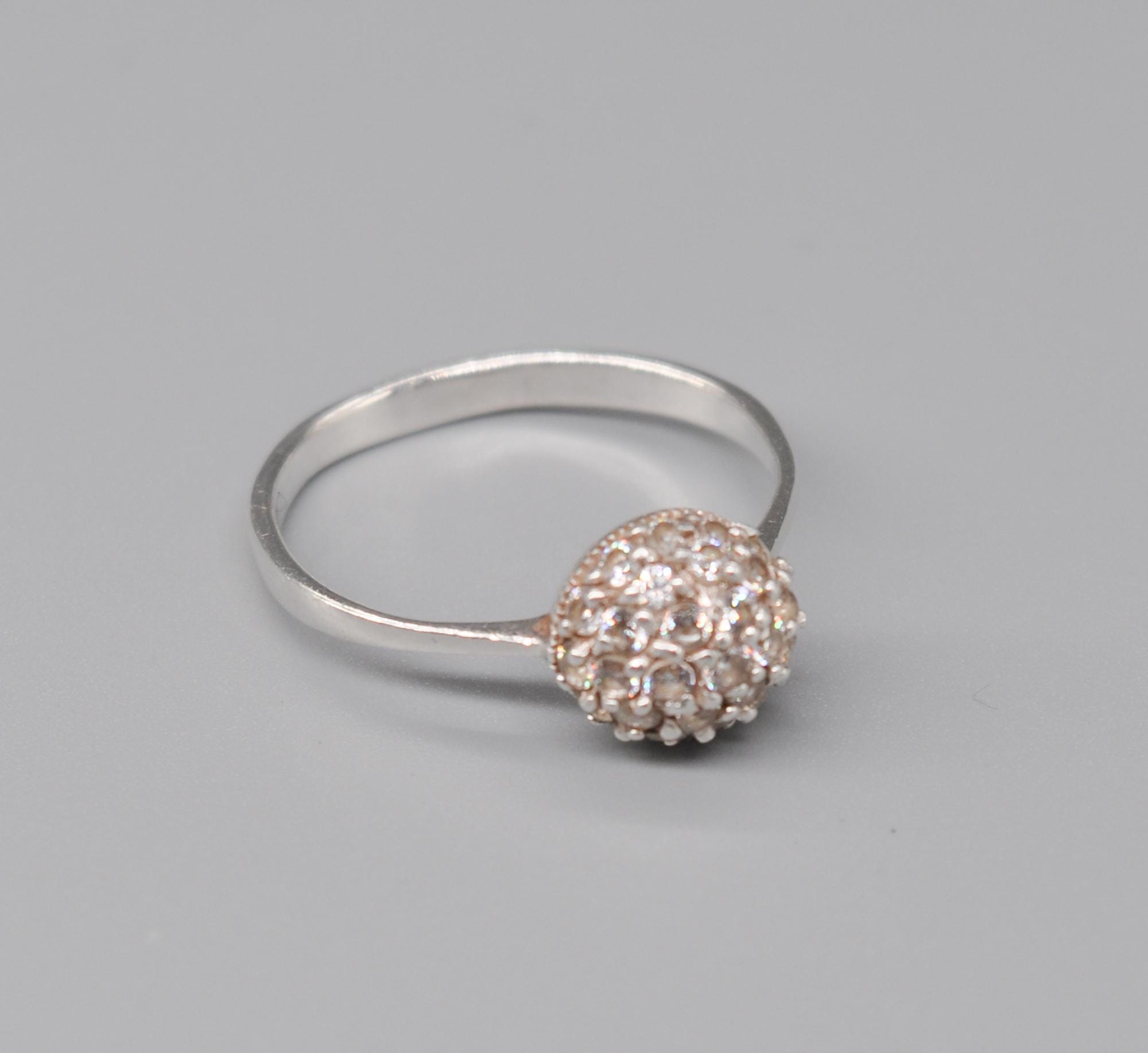 SASB Swedish 925 Sterling Silver Ring With Colorless Rhinestones