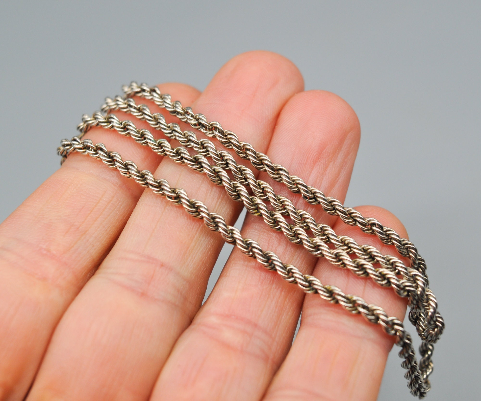 Vintage Sterling Silver Necklace Chain. Length 46.5 Cm / 18.3 Inch
