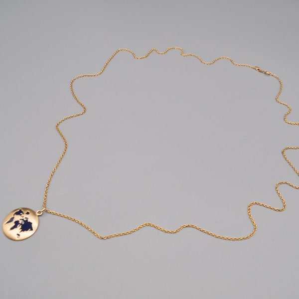 LGA Danish Enamel Matte Gold Plated 925 Sterling Silver Necklace Chain with Pendant. Length 89 cm / 35 inch