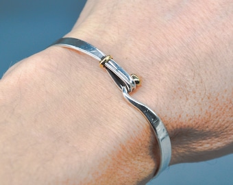 GEORG JENSEN 204 Danish 18K (750) Gold 925 Sterling Silver TORUN Bangle. Length: 18.8 cm / 7.4 inch.