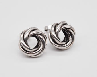 Boucles D'oreilles Anciennes Design Moderne - Argent Massif Avec Poinçon, Géométriques, Occasion