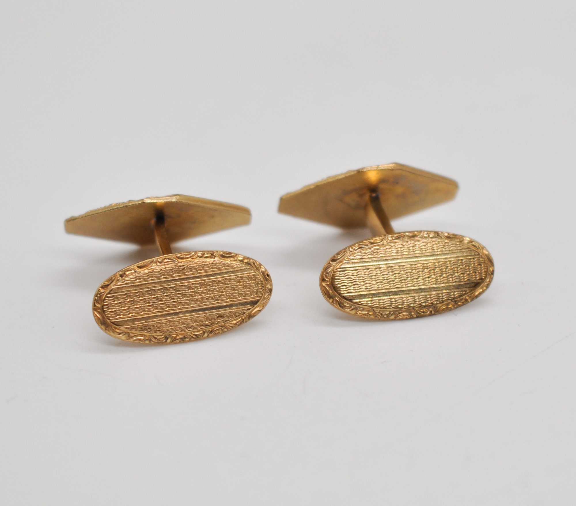 Boutons De Manchette Victoriens Anciens En Or Blanc 14 Carats - Vers 1900, Occasion